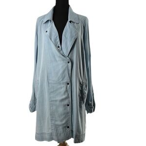 Rails relaxed moto jacket trench snap button light blue tencel sz lg